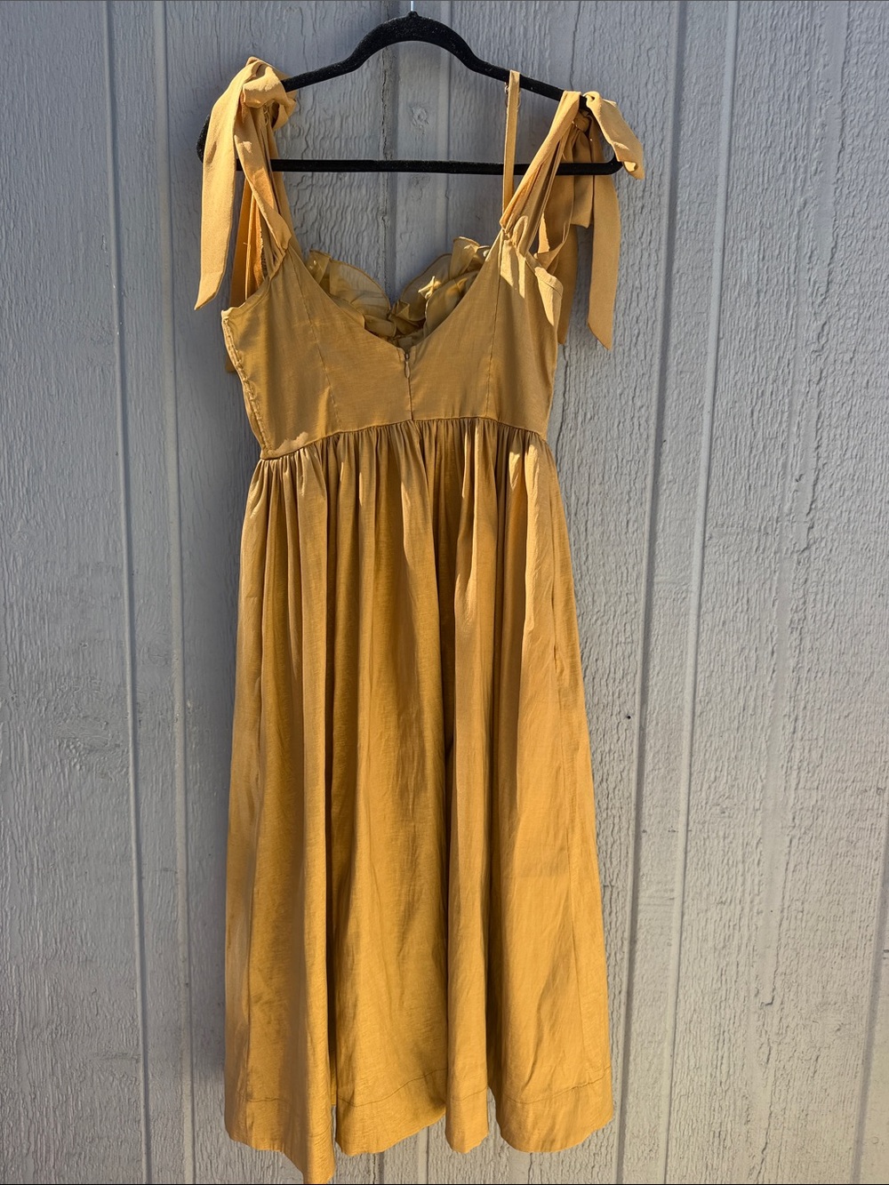 For Love and Lemons Yellow Tie-Strap Midi Dress Size: M - Picture 8 of 9